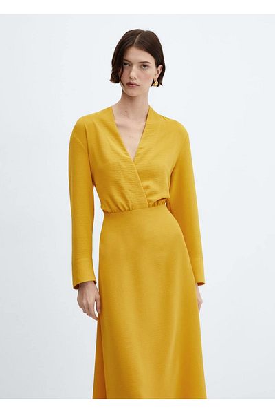MANGO Woman Midi zavinovací šaty