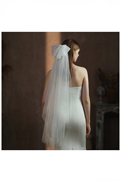 bbays new trend LONG VEIL WITH BOW, BRIDAL VEIL, BRIDAL VEIL WITH PEARL BOW 1MT