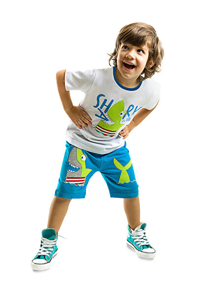 Denokids Shark Island Boys Summer T-Shirt Shorts Set