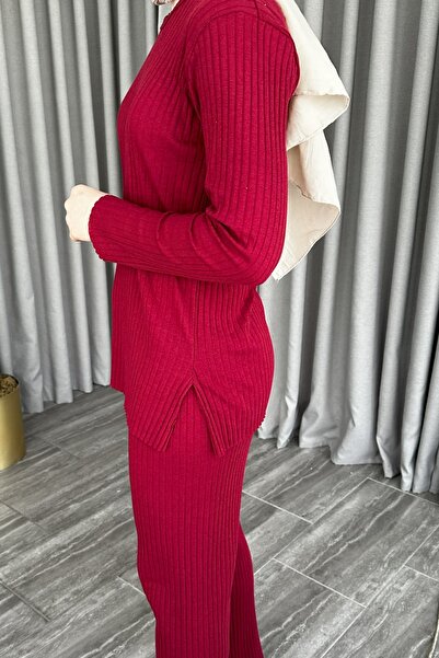 ModaAycan Claret Red Corded Slit Set - MA102