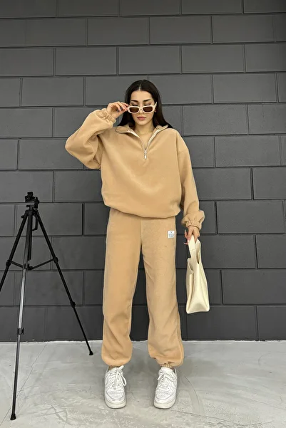 Sun Victoria Women's Polar Fabric Cream Oversize Tracksuit Set