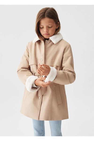MANGO Kids Καπιτονέ καμπαρντίνα με γούνινη επένδυση