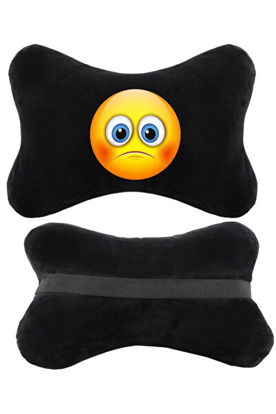 1araba1ev Set de 2 perne ortopedice negre pentru gât auto imprimate Emoji com...