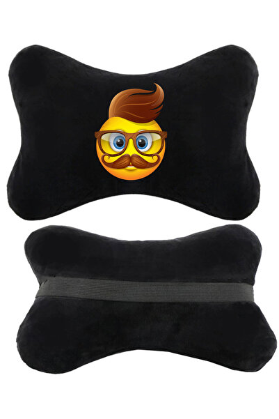 1araba1ev Set de 2 perne ortopedice negre pentru gât auto imprimate Emoji, co...