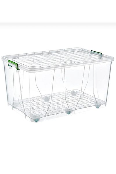 Şenyayla Plastik 3 Pieces Maxi Plastic Storage and Organization Box with Wheels 50 lt