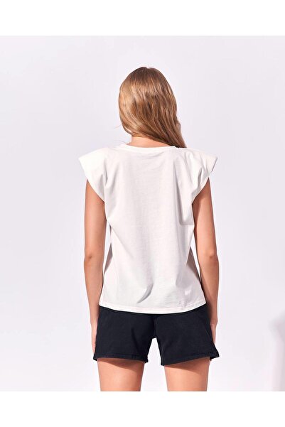 FEMİAS Padded Ecru Sleeveless T-shirt