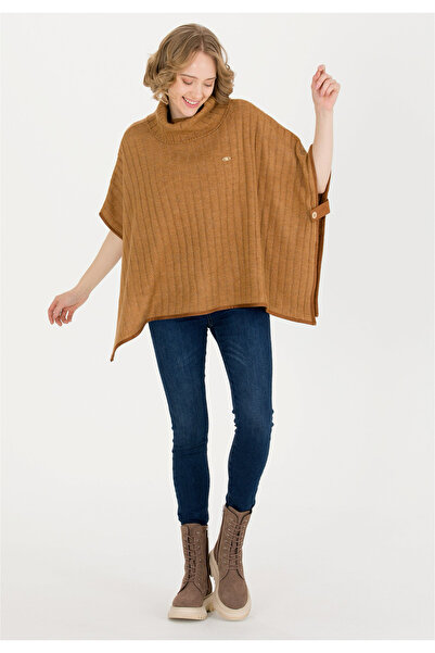 U.S. Polo Assn. U.S. Polo Assn. Camel Melanj Kadın Triko Panço