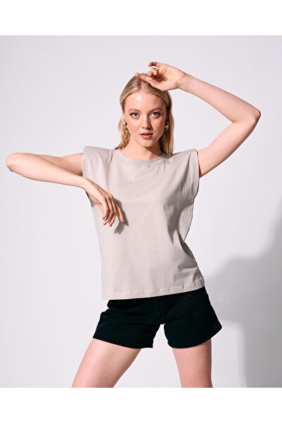 FEMİAS Padded Gray Sleeveless T-Shirt