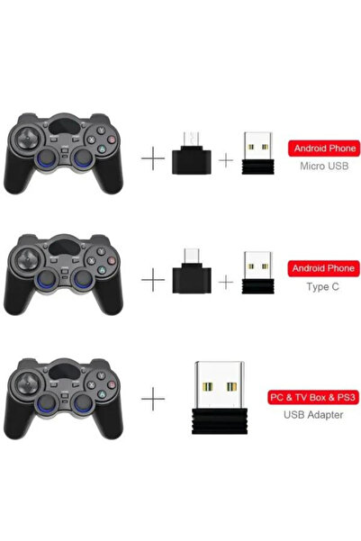 HEJARON LOBO 2.4g Wireless 2 Adet Gamepad Kablosuz Oyun Kolu Pc Ps3 Kol Tv Box Android Tv Telefon/Tablet 2x