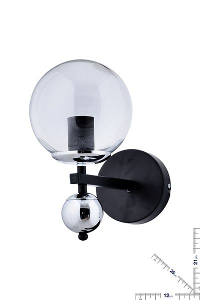 avimonaydınlatma BLACK CHROME MODERN SCONCE WITH CHROME SMOKED GLASS