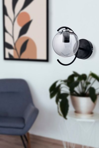 avimonaydınlatma ESSE SMOKED GLASS BLACK MODERN SCONCE
