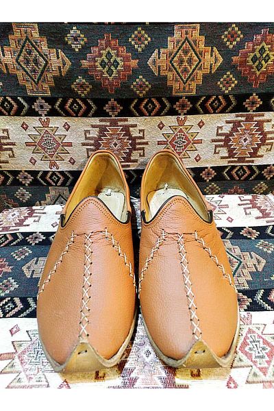Osmanlı Yemeni Dünyası Yemeni (Sandal), Ottoman Yemeni World, Leather Yemeni, Tan Color