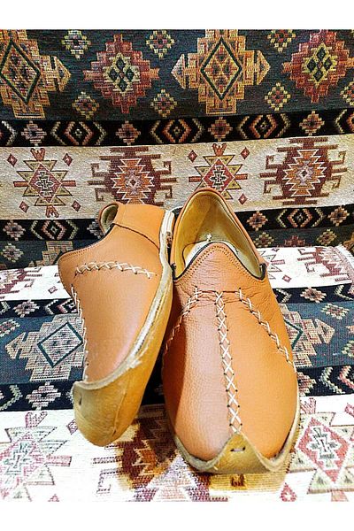 Osmanlı Yemeni Dünyası Yemeni (Sandal), Ottoman Yemeni World, Leather Yemeni, Tan Color