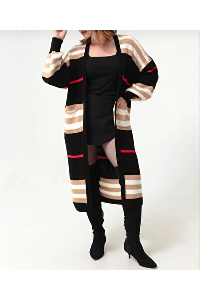 skycott Cardigan lung de tricotat pentru femei, cu mâneci cu balon și buzunare