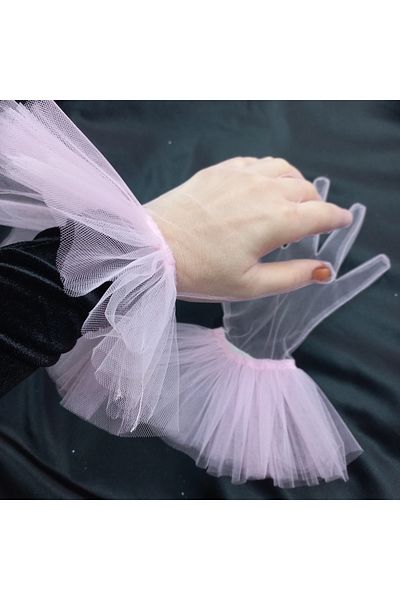 es moda shop Yasmin long ruffled gauze gloves bebe pink