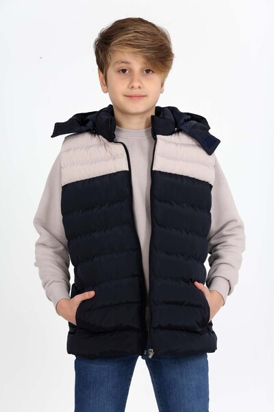 Buket Tekstil Синій дитячий двоколірний надувний жилет з додатковим наповнювачем з волокна