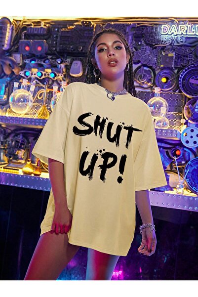 Tarzsokak Tricou Coolane pentru femei, cu imprimeu scris, fără umeri