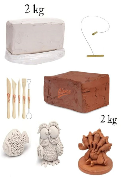 arttone Doğal Kırmızı Kil Seramik Çamuru 2 kg Vakumlu Seramik Çamuru Beyaz 2 ...