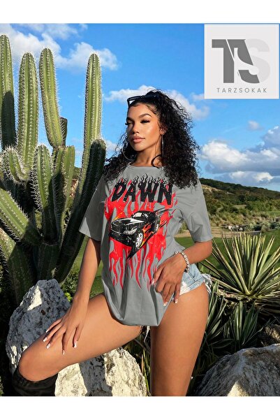 Tarzsokak SXY Araba Meraklıları İçin Alev Harf Desenli Baskılı Erkek Tişört