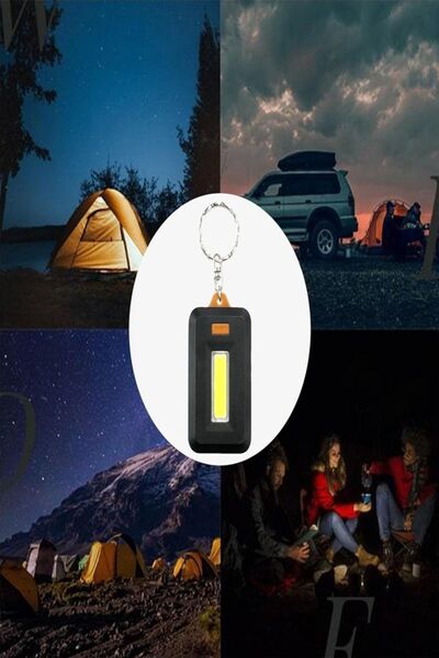 Uniquem Taşınabilir Pilli Fener Cob Led Seyahat Feneri Cep Boyutlu Anahtarlıklı