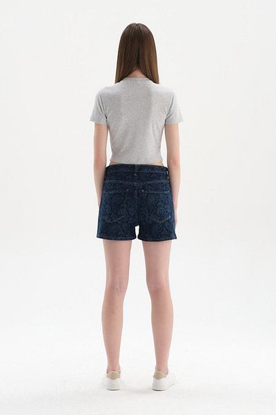 Dagi Gray Melange Short Sleeve Crop T-Shirt