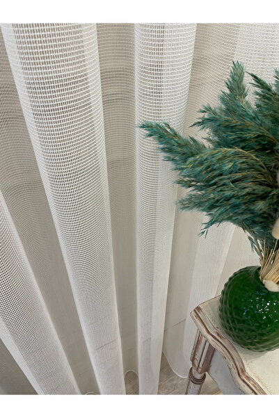 Brillant Modern Steel Armor Pattern 1/2,5 Medium Pleat - Ecru Tulle Curtain