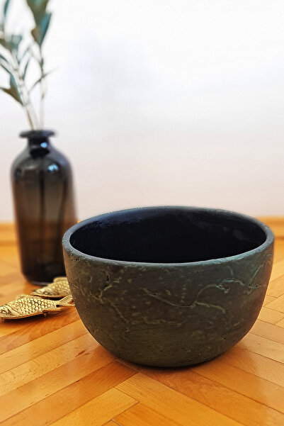 patili hayat Beton Saksı Dekoratif Beton Saksı Çatlak Desenli Yassı Saksı Yeşil