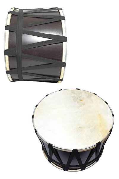 İMECE Imece Asma Davul, Tek Taraf Hayvan Deri Folklör Davulu 51cm Kayışlı Tokmak Çubuk Hediye