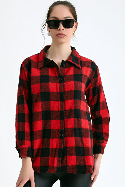 Dreamlike Ekose Desen Uzun Kol Yumuşak Soft Dokulu Düğmeli Oduncu Gömlek