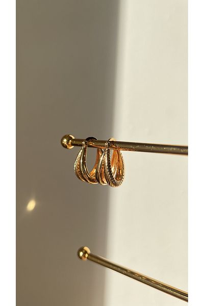 Ebru Atelier UNTARNISHED STAINLESS HOOP VINTAGE STEEL EARRINGS