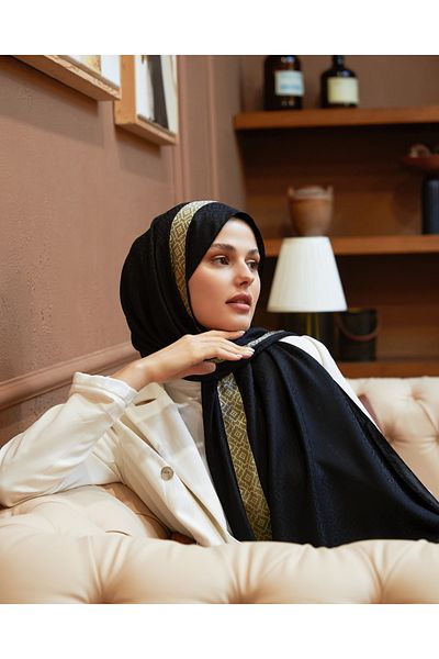 Scarf Gi Luxury Jacquard Shawl -3- Black -