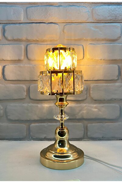 365GUNSERİSONU الحديثة الزخرفية الذهب معدن الساق كريستال حجر كريستال مخروطي قبعة عاكس الضوء الجدول مصباح