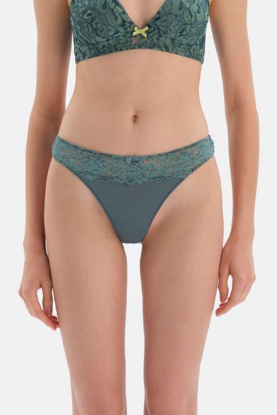 Dagi Green Lace Detailed Micro Thong Panties
