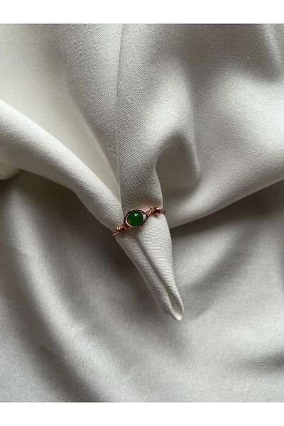 PelvedDesign Aventurine Stone Handmade Copper Minimal Wire Ring