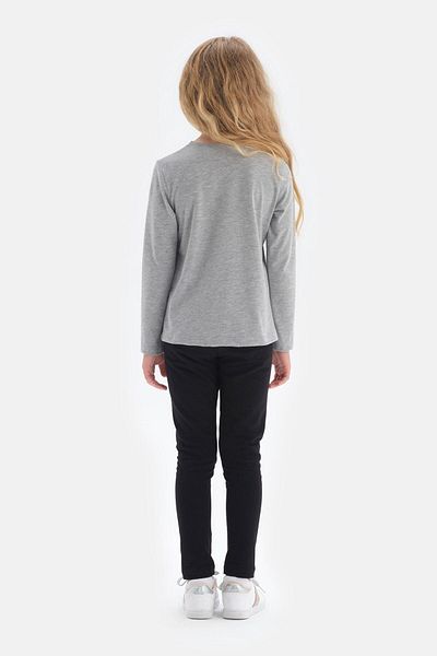 Dagi Šedé tričko s dlhým rukávom Crew Neck
