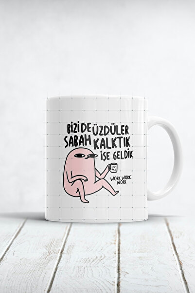 WixelArt Bizi De Üzdüler Sabah Kalktık İşe Geldik Mood Kupa Bardak