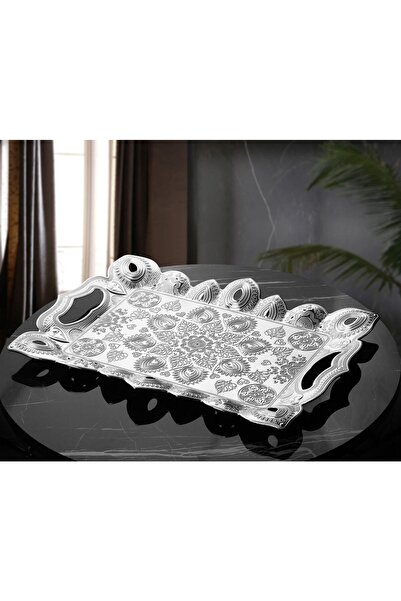 Elen Hediyelik صينية معدنية مستطيلة فضية