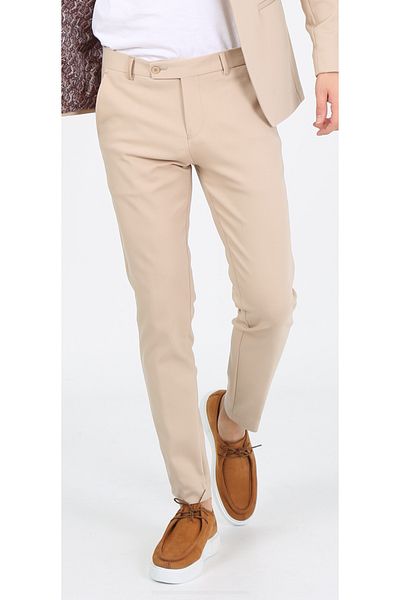 ACTUAL Beige Slim Fit Men's Trousers