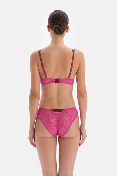Dagi Chiloți brazilian cu dantelă fucsia cu dungi