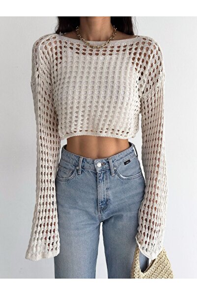 Noa Noa Fileli Bisiklet Yaka İspanyol Kol Detaylı Kazak
