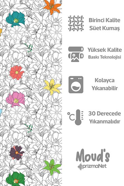 Moud's Flower Series Patterned Round Suede Carefree Tablecloth