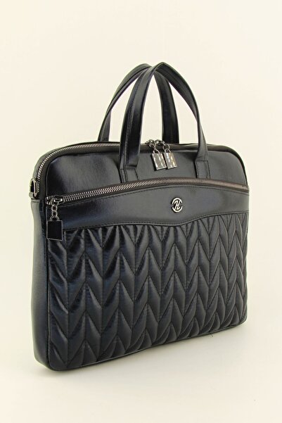 HNB Kadın Siyah Macbook Air Pro 13 & 14 Inç Kapitone Evrak Laptop Çantası