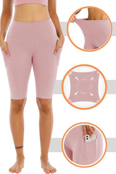 GHASSY CO. Women's High Waist Recovery Double Pocket Biker Shorts Short Sports Tights