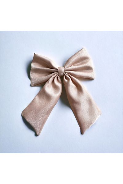 alsaccessories Γυναικείο Κλιπ μαλλιών με φιόγκο σε ανοιχτό μπεζ χρώμα