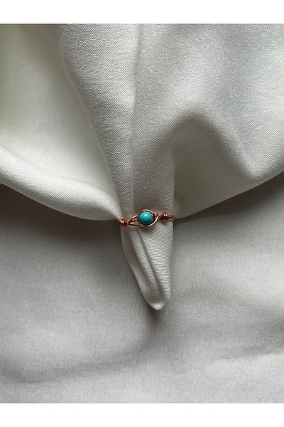 PelvedDesign Turquoise Turquoise Stone Copper Minimal Wire Ring