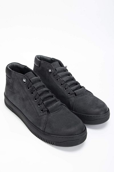 Tamer Tanca Men's Genuine Leather Black Nubuck Boots