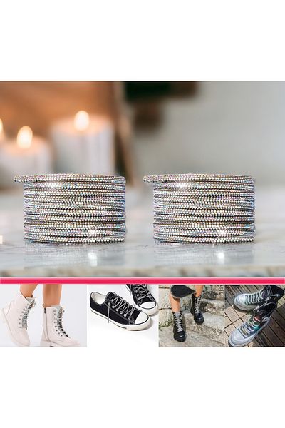 AiryFooT Crystal Stone Shiny Stone Boots and Shoelaces Tipless 150 Cm 1 Pair ( Multi Color )