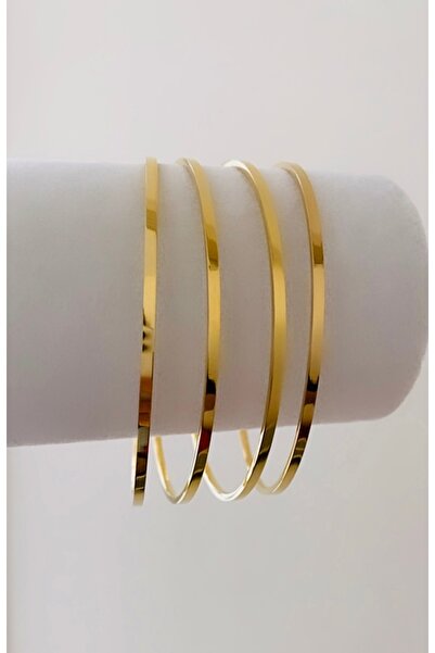 VNS Accessories Çelik Düz Model 4'lü Ajda Bilezik (6,5 cm)