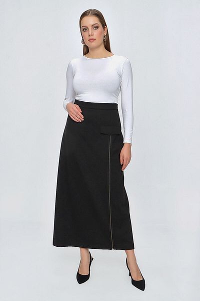 Aker Zipper Detailed Knitted Fabric Skirt