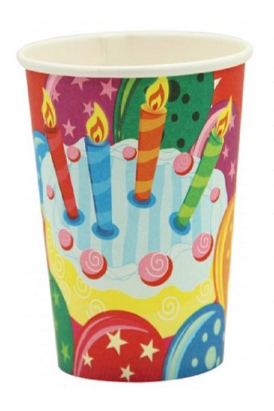 Kazanabil CAKE AND BALLON PRINTED CARTON PARTY CUP 12 PIECES